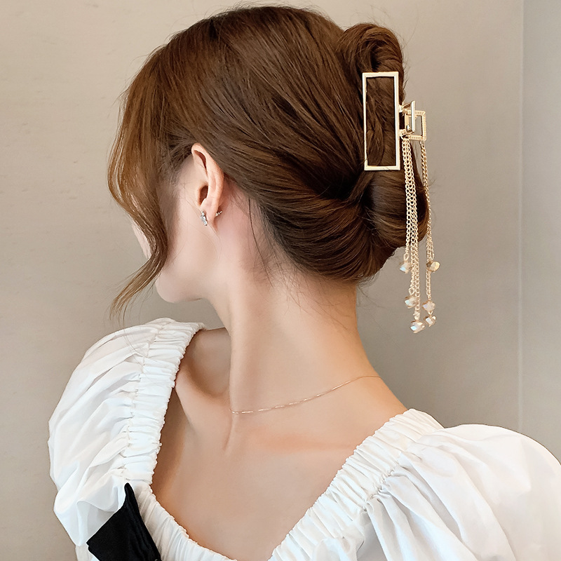 韩国新款珍珠蝴蝶盘发合金抓夹后脑勺大号鲨鱼发夹气质发夹头饰女详情14