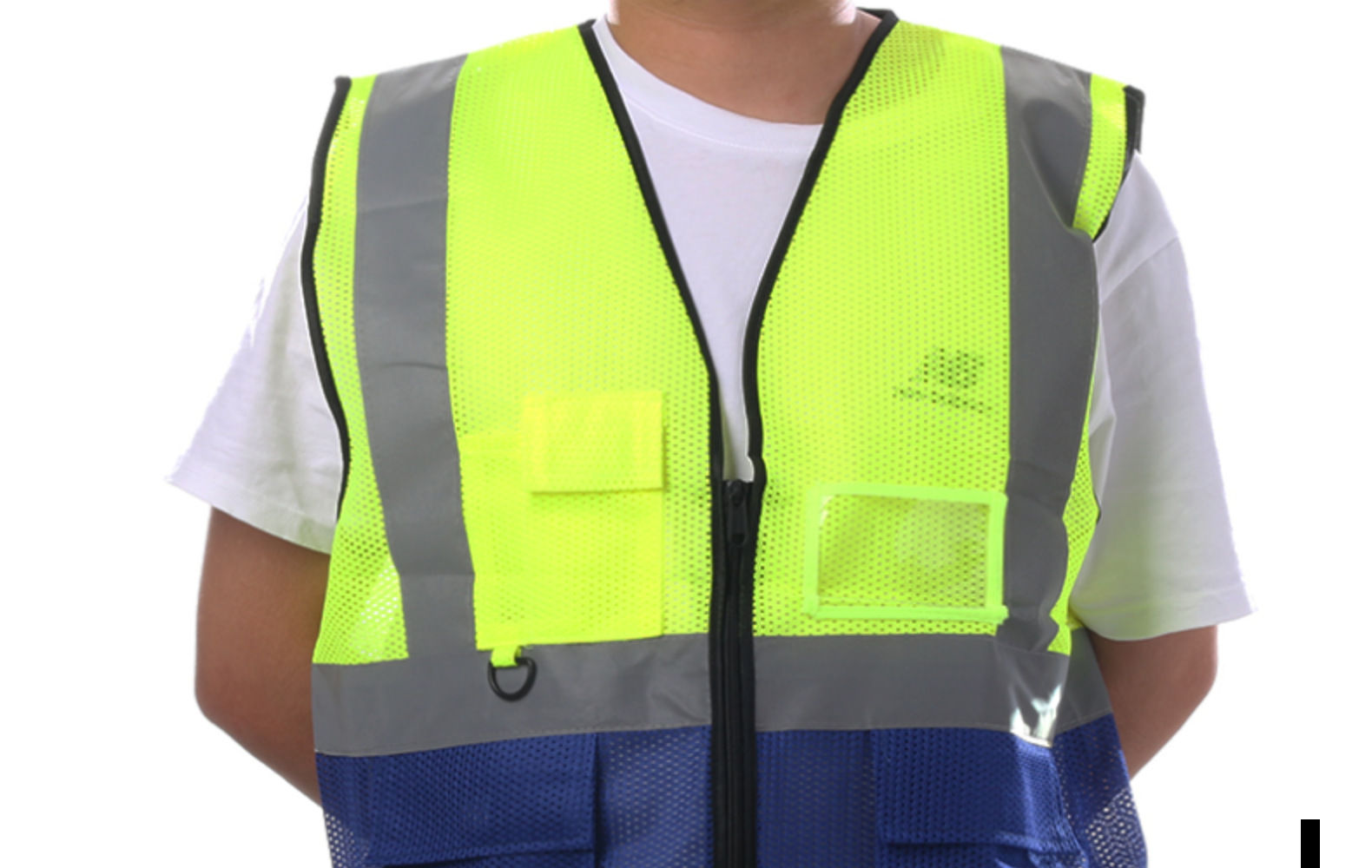 旺然拼色网眼反光背心环卫马夹代驾马甲拼接多口袋反光衣批发详情1