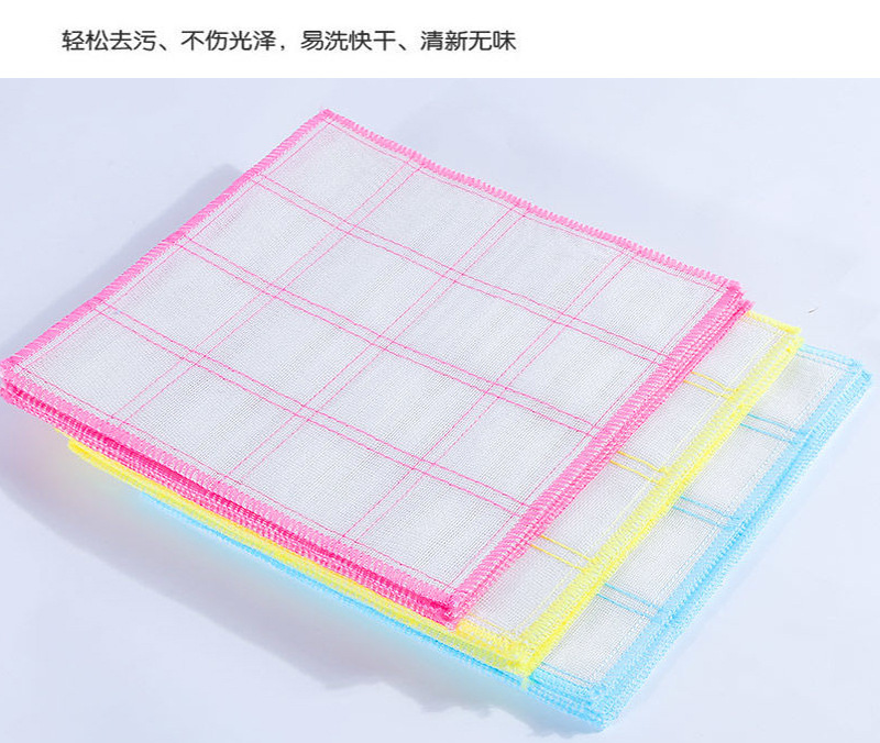 7-layer 36*36cm checkered wood fiber dishcloths, kitchen cleaning cloths, rags, oil-free scouring pads pic 2