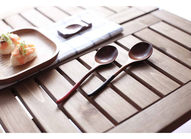 日式创意实木餐具 原木木勺 便携圆口红黑鼠尾小勺详情9