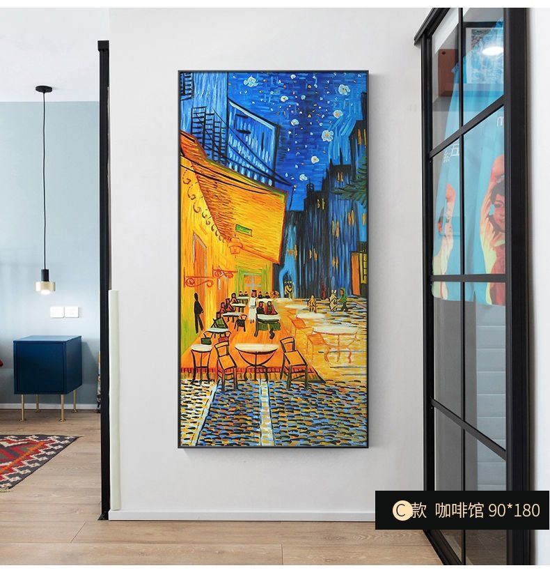 梵高玄关装饰画名画现代简约走廊竖版壁画麦田油画星空丰收挂画详情7