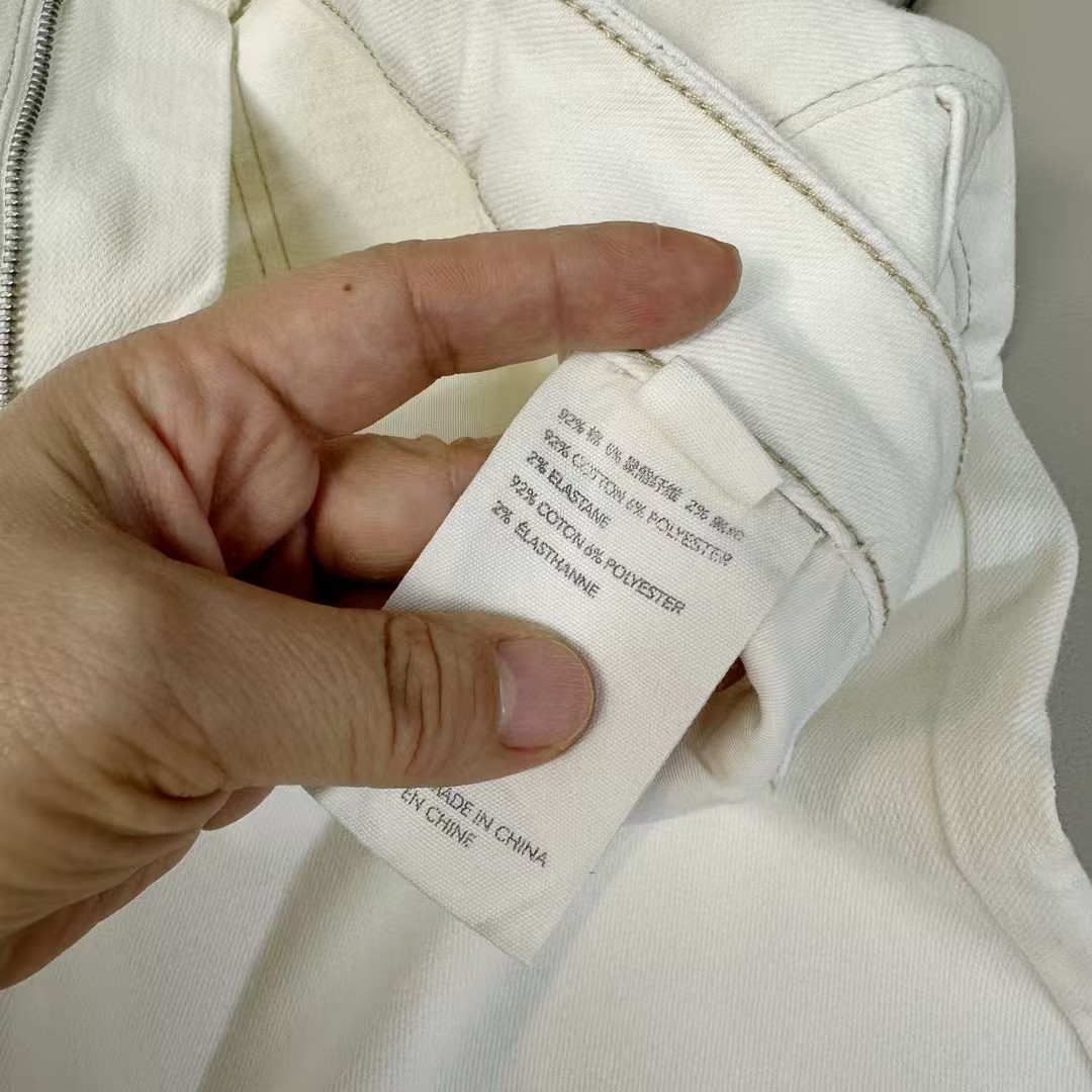 女款春秋季直筒宽松设计休闲裤显瘦高腰弹力白色牛仔裤 一件代发详情16