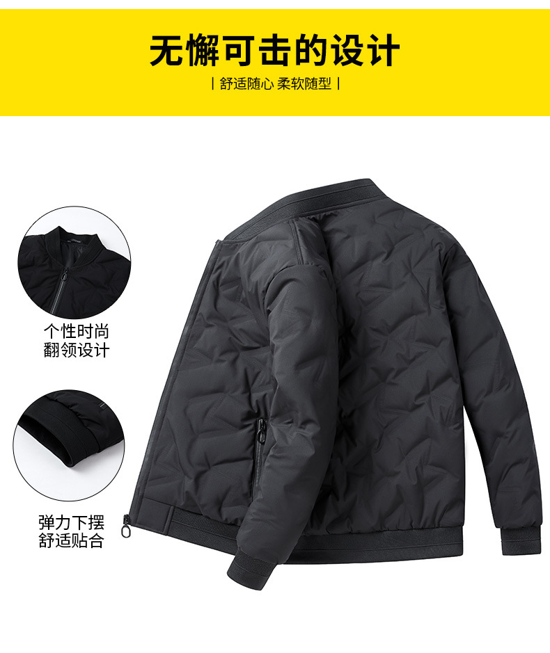 男士羽绒服冬季保暖立领夹克棒球服2024新款鸭绒休闲帅气男装外套详情3