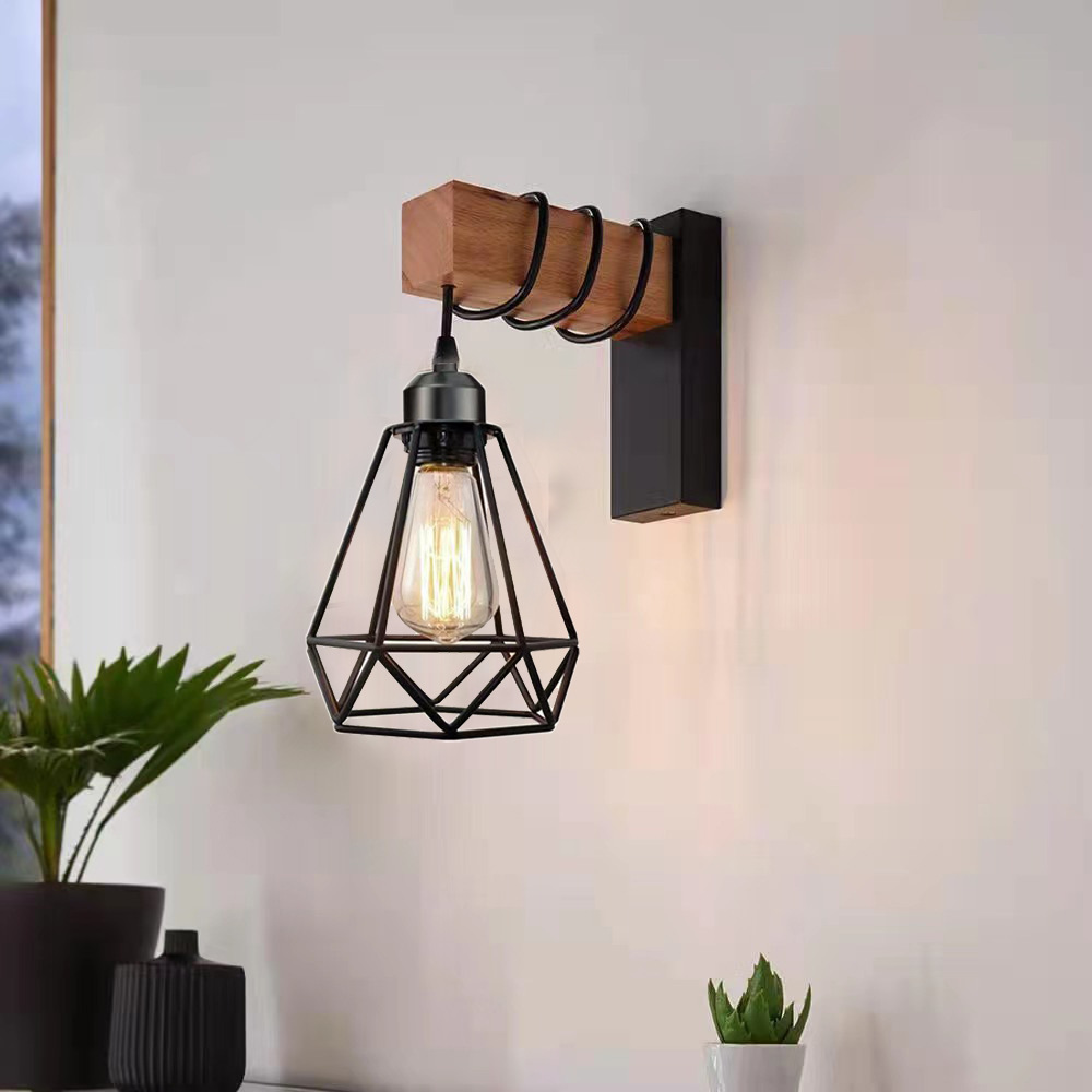 A best-selling retro American-style wall lamp on Amazon for foreign trade, plug-in with switch cage wall lamp, bedroom bedside table wall lamp pic 4