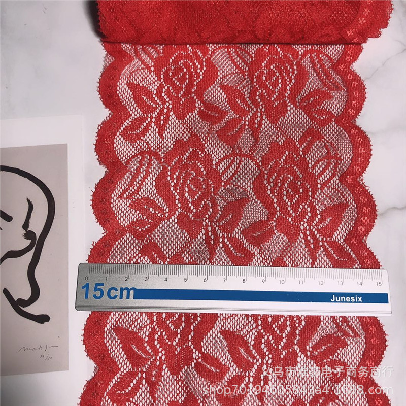 Factory direct sales and immediate supply of elastic lace, nylon 15 cm, spandex lace soft underwear fabric pic 6