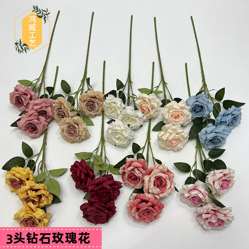 仿真高端3头植绒千姿露莲 洋牡丹仿真花 欧洲风居家客厅装饰假花详情3