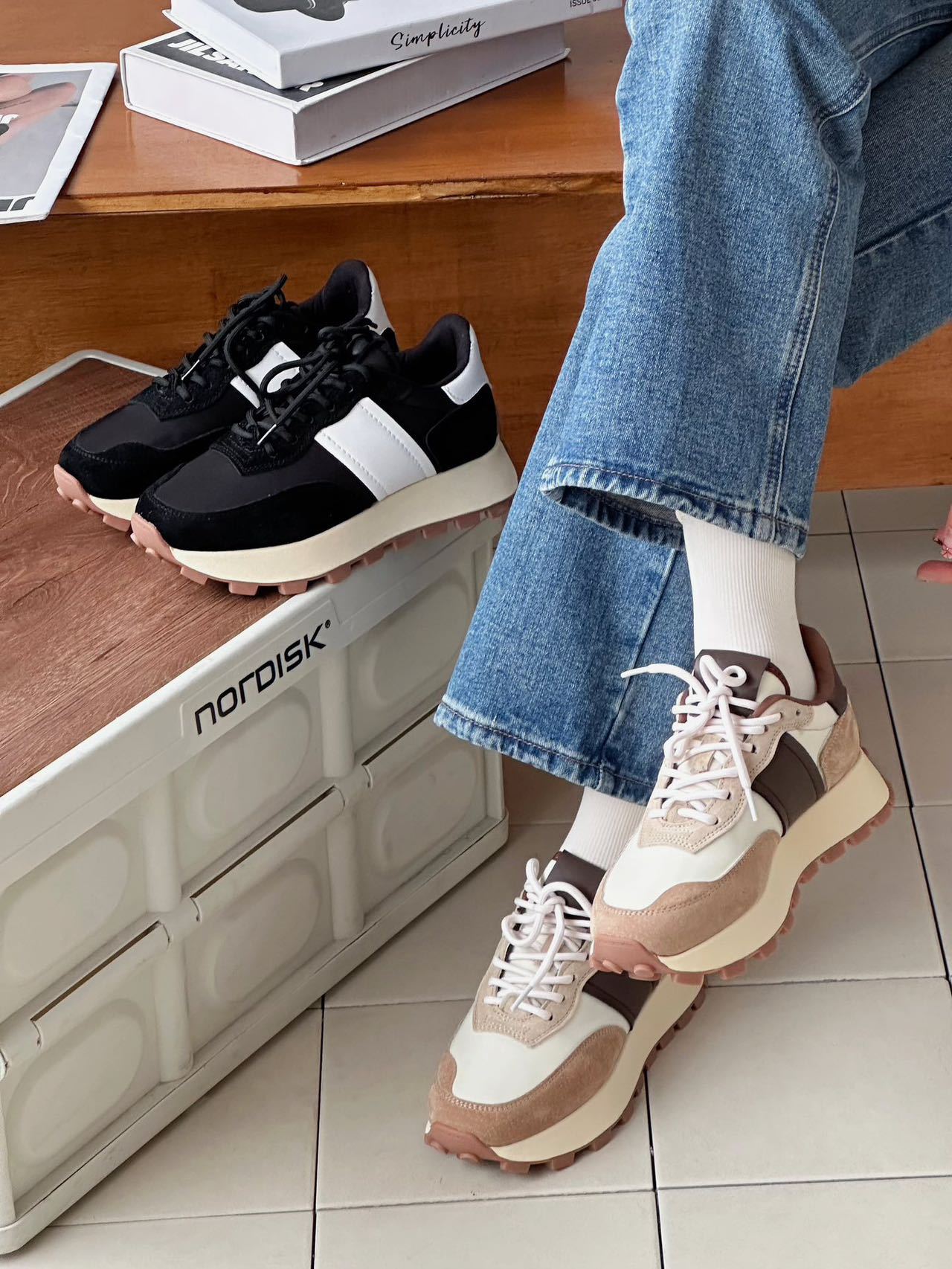 欧洲站2024春季新款时尚休闲百搭真皮复古厚底拼色系带运动鞋详情34