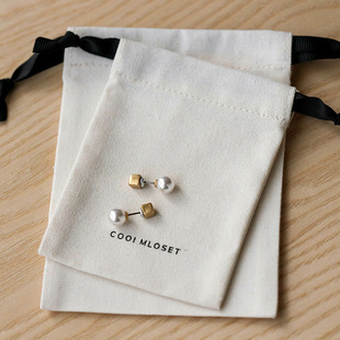 Gold snap bag jewelry packaging bag, pearl jewelry, earrings, necklace niche design packaging, leather bag customization pic 2