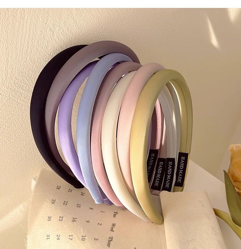 Spring new solid-color satin hair band for women, high head pressure headband, high-end and light luxury hair tie and hairpin headwear pic 14