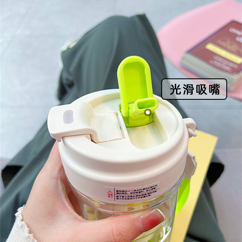韩式高颜值学生水杯耐高温吸管咖啡杯花茶杯大容量便携塑料杯杯子详情10