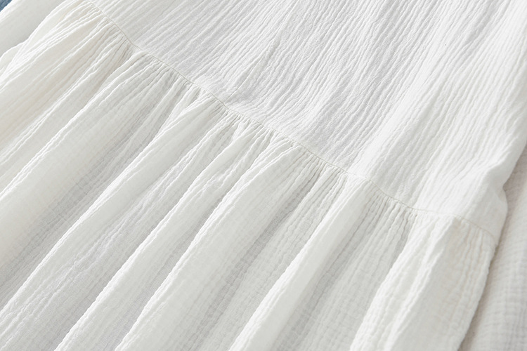 Spring and summer V-neck textured natural linen loose robe, double-layer large hem elegant long dress, retro fairy dress pic 9