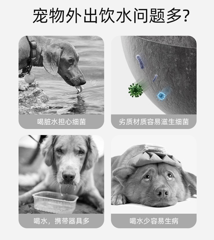 Large-capacity pet outdoor water bottle, foldable portable dog drinking cup, detachable segmented integrated water dispenser pic 3