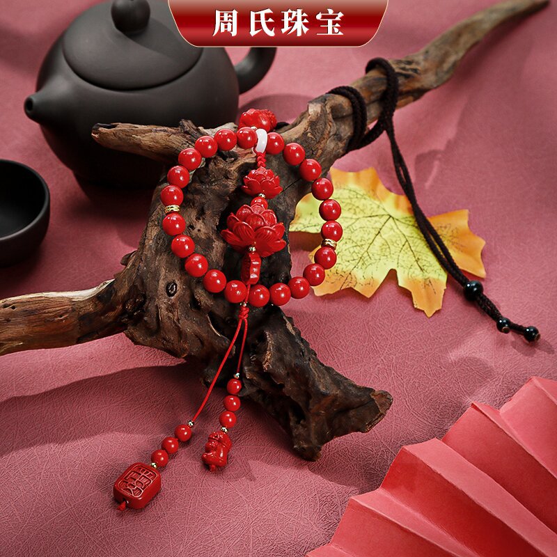 Wholesale red sand car hangers, big steps, lotus flowers, peace, happiness, God of Wealth, car interior accessories, 2023 national trend accessories pic 1
