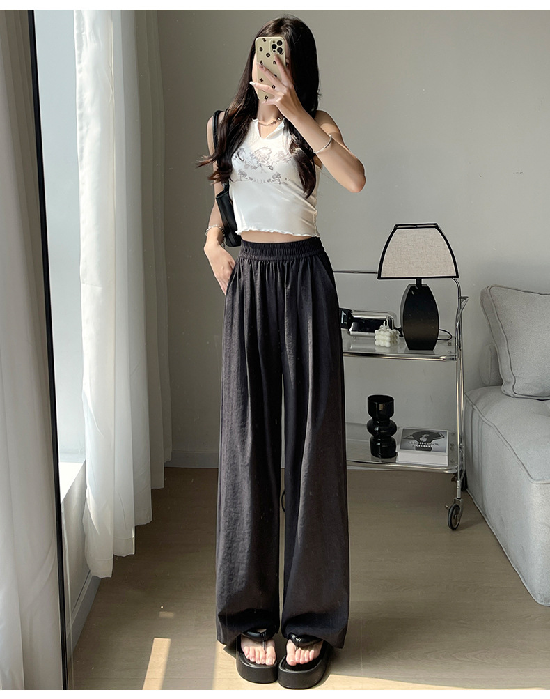 白色奶芙山本阔腿裤女春夏2024新款高腰垂感醋酸小个子慵懒风冰丝详情25