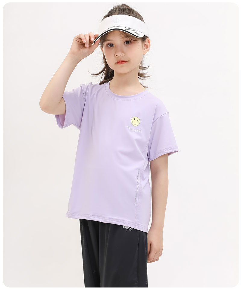现货童装夏季新款UPF50+儿童T恤女童透气上衣男童休闲短袖学生t恤详情25