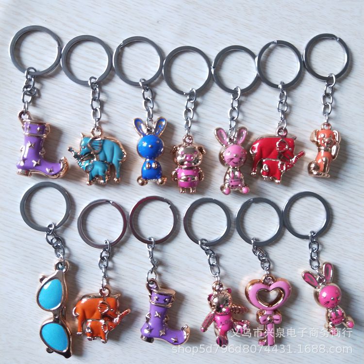 Creative cartoon pendants, golden cartoon keychains, student bag accessories, cute Korean-style pendants and keychains pic 5