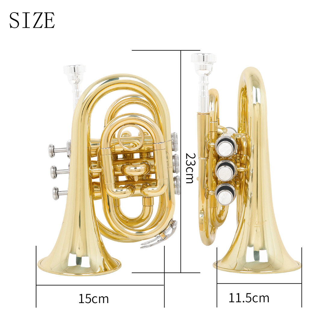 LADE palm horn, made of brass, is a portable pocket cordon for adult students, specializing in playing brass instruments pic 2