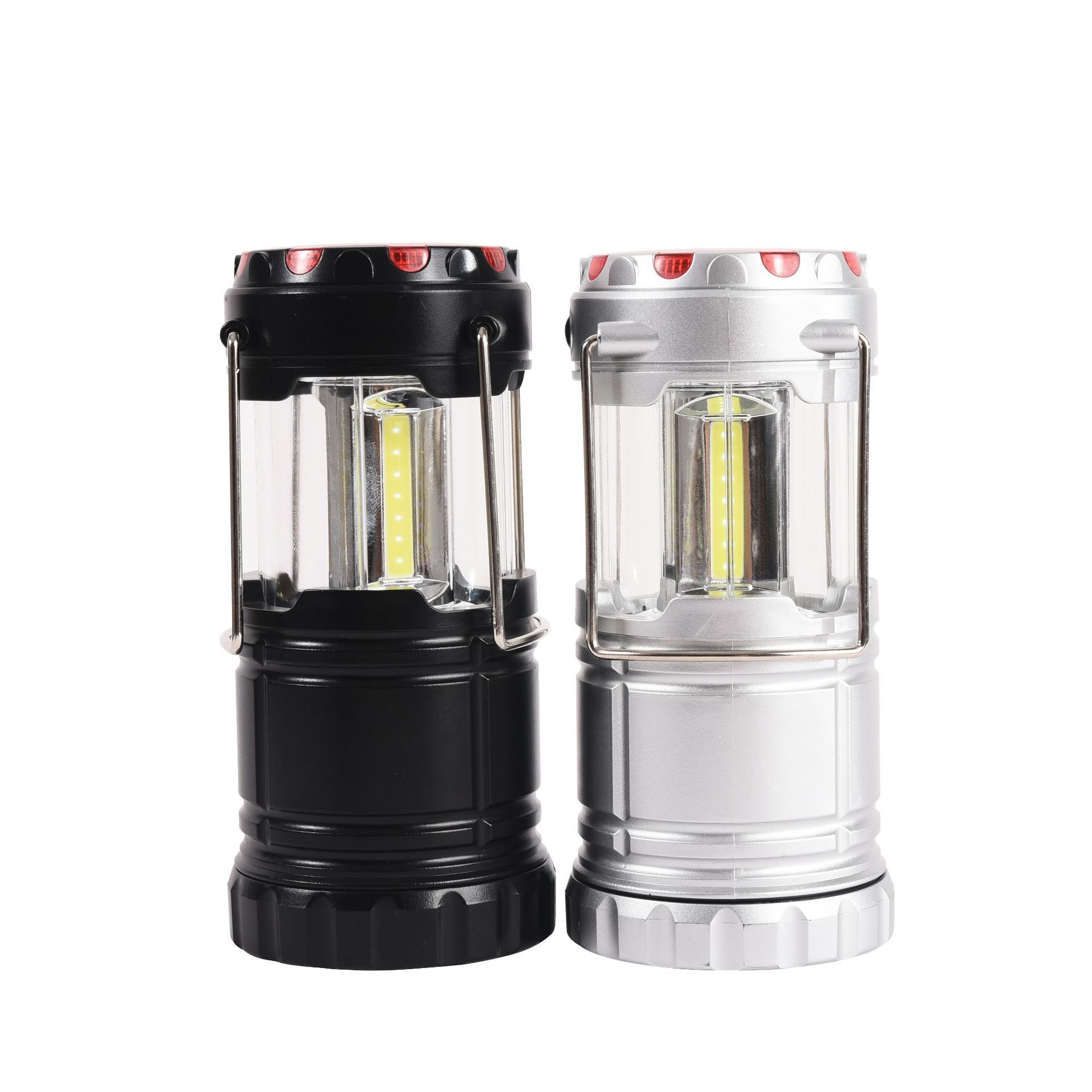 手提伸缩COB野营灯马灯 带警示红灯电池款 露营帐篷灯带磁铁挂钩详情1