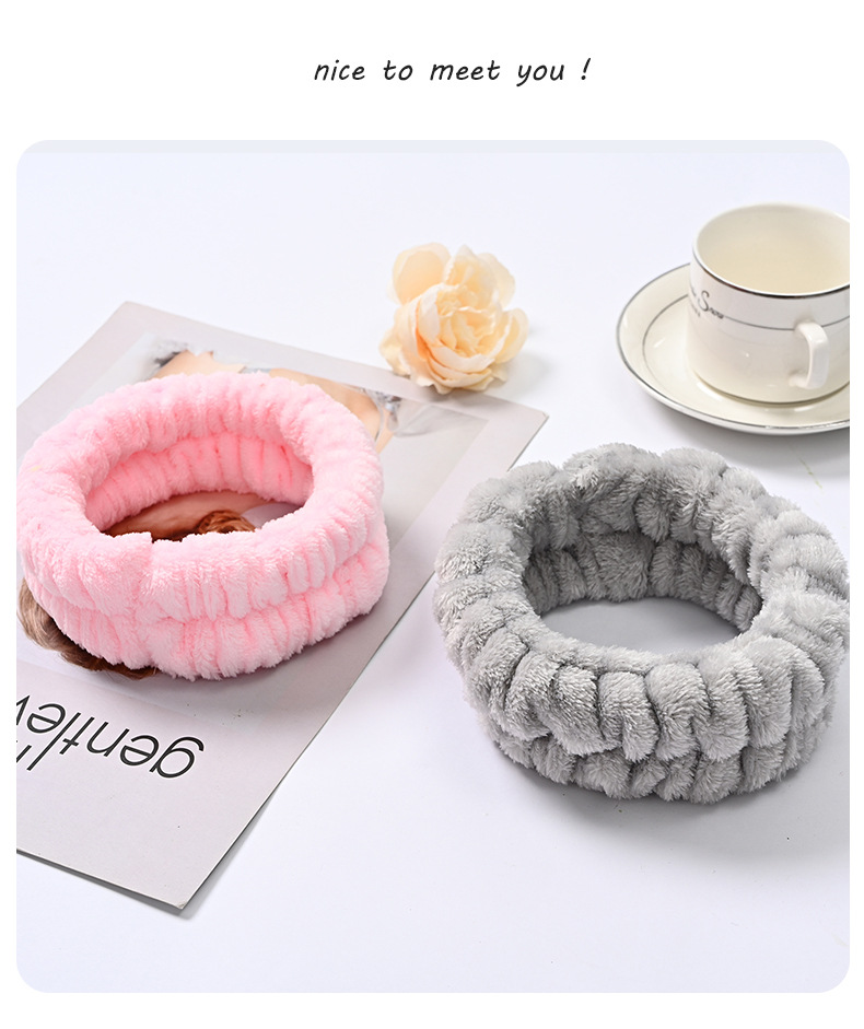 Bow face wash and hair band for girls wholesale solid color white matching makeup simple sweat-wiping wrist band flannel hair band pic 35