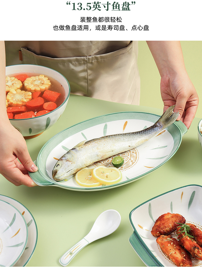 Bowl and plate set: Home creative ceramic, Japanese soup bowl, Nordic simple rice bowl and plate, single-person dining tableware, ins style pic 19