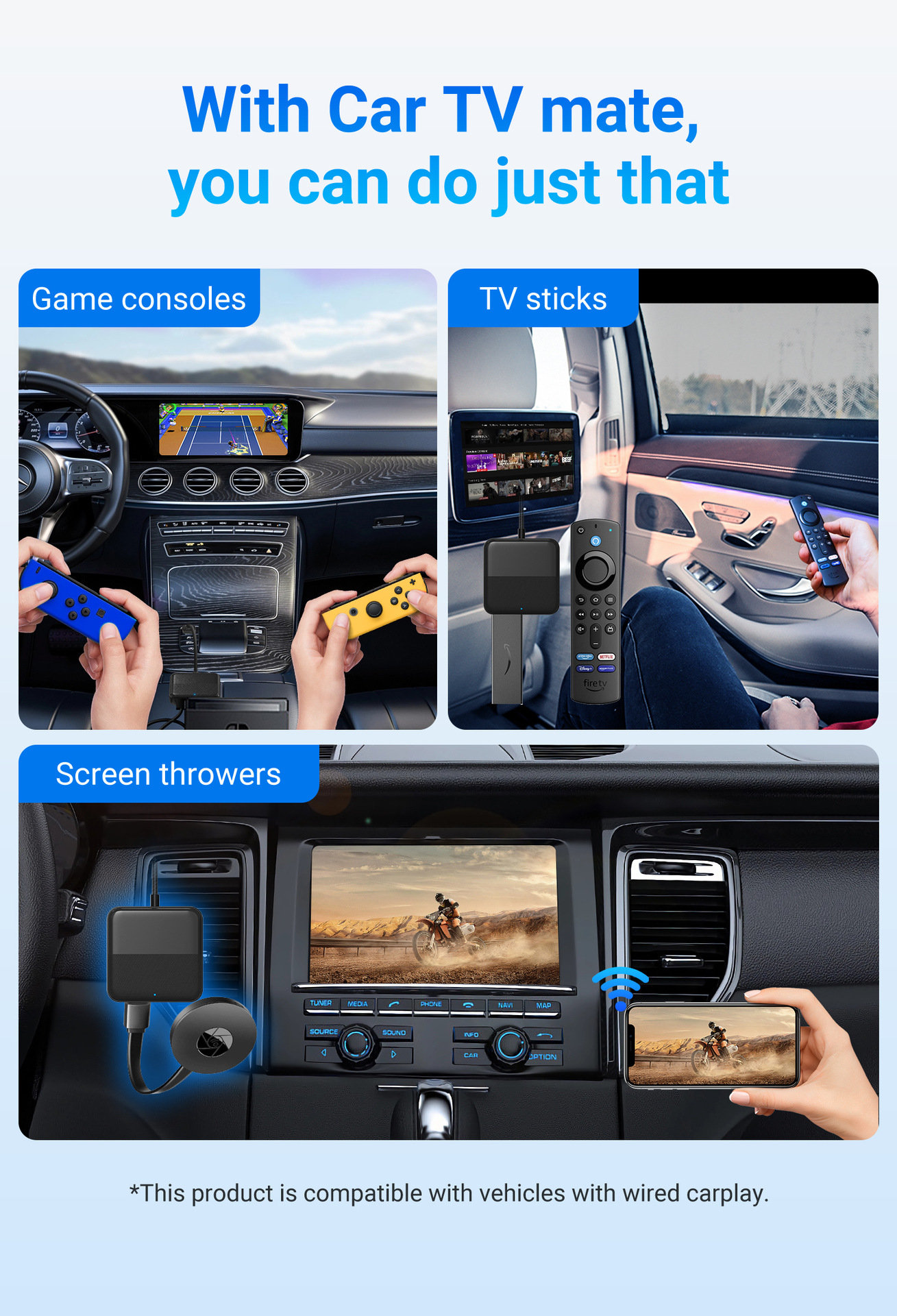 New product CA361 in-car carplay screen Projector tv box TV Box hdmi converter pic 5