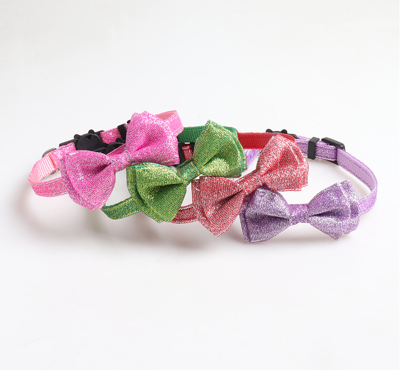 金杰特新品宠物项圈 细闪蝴蝶结猫咪项圈 带铃铛小猫项圈装饰详情1