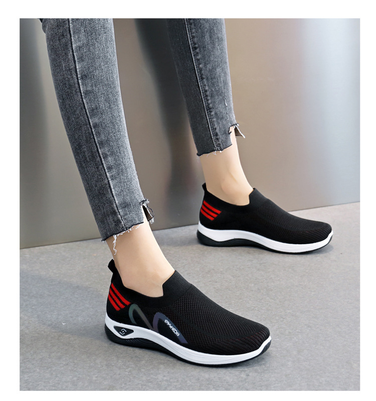 2023新款飞织一脚蹬袜子口休闲女鞋按摩底透气妈妈鞋健步运动鞋详情29