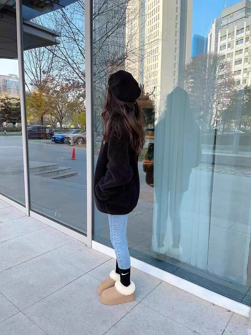 Tazz塔茨特厚底牛皮雪地靴女皮毛一体冬季i ugg i女鞋一脚蹬棉鞋详情16