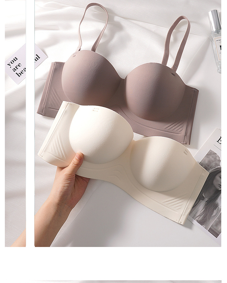 半杯无肩带内衣女小胸聚拢显大无钢圈调整型收副乳防滑无痕文胸罩详情19