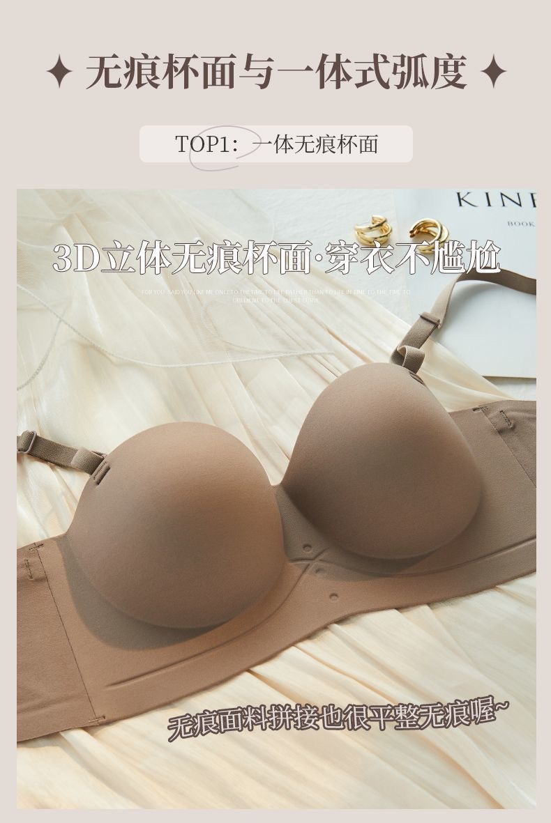 半杯内衣小胸聚拢显大无痕文胸无肩带防滑上托收副乳防下垂文胸罩详情12