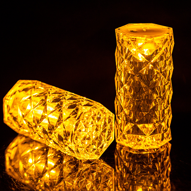 Crystal diamond rose lamp table lamp, bedroom Internet celebrity atmosphere, bedside romantic petal, bar and dining room decoration, night light pic 5