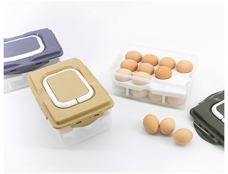Plastic preservation box, 24-compartment egg box, refrigerator preservation storage box, double-layer tray packaging box, egg box pic 11