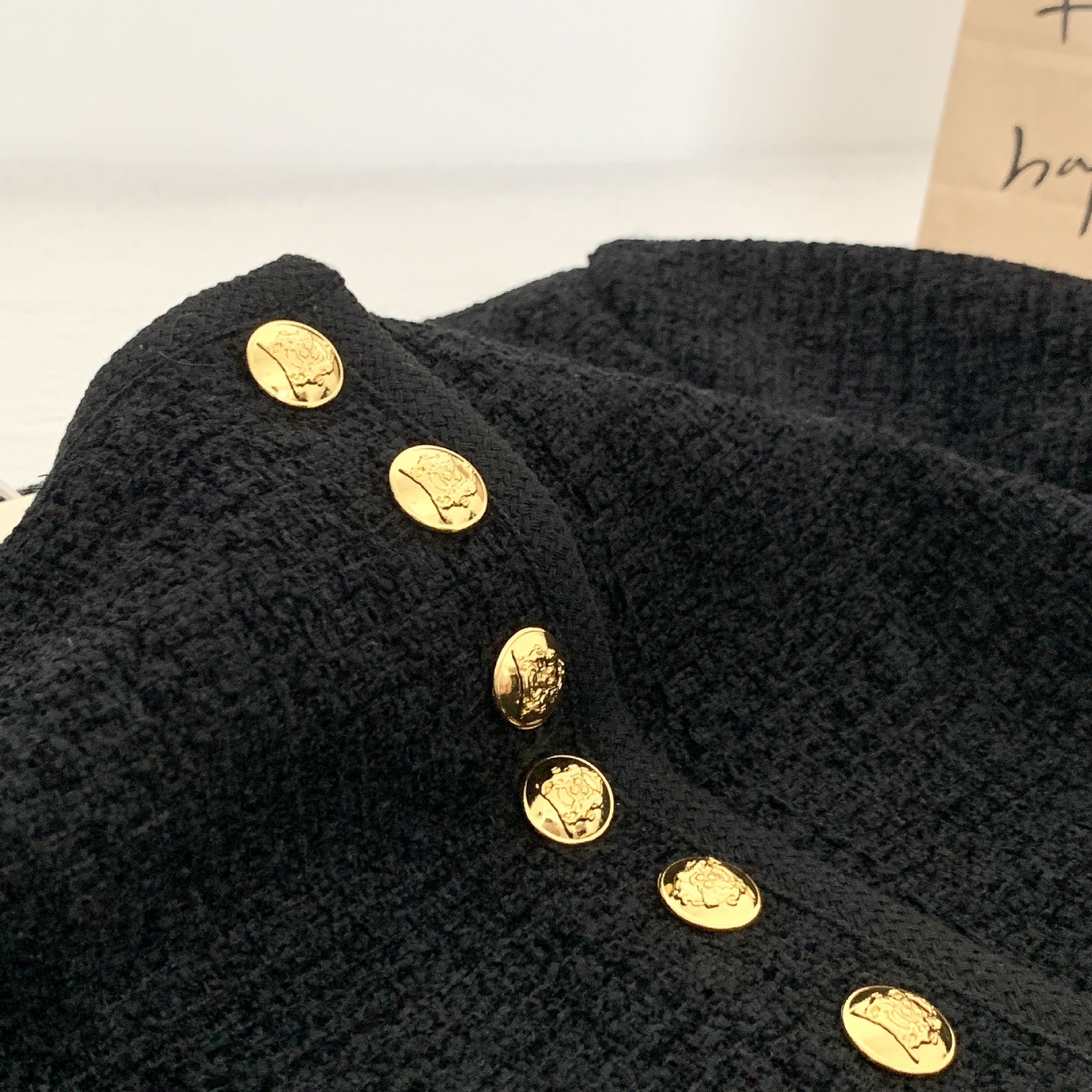 同款~黑色小香风短外套女23秋冬新款粗花呢六扣双口袋详情48