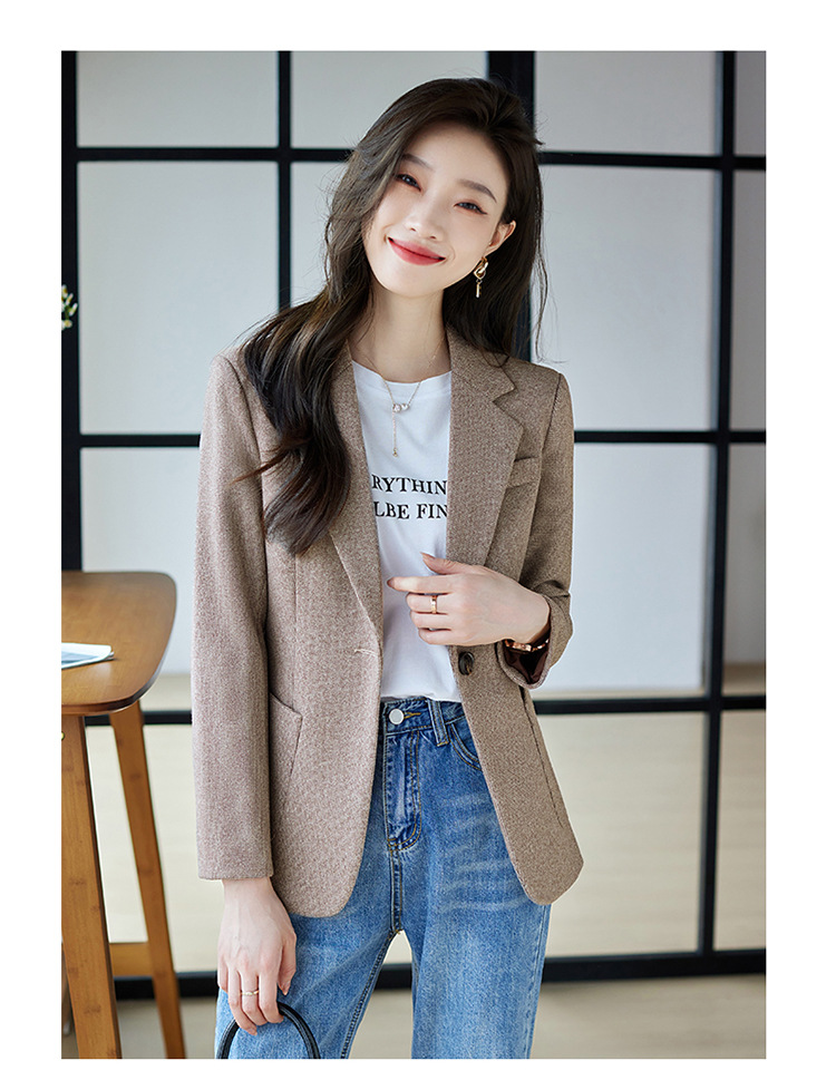 休闲假两件连帽西装外套女式春秋新款韩版高级格纹设计感西服上衣详情20