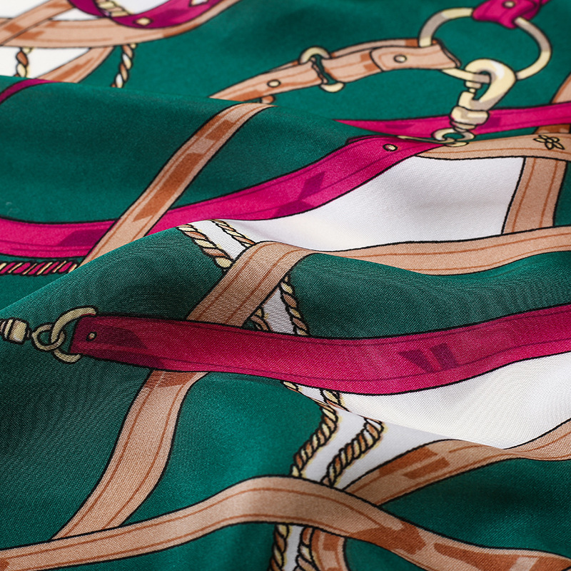 Spring and summer fabric: European and American chain polyester printed fabric for dress clothing, satin printed chiffon fabric pic 26