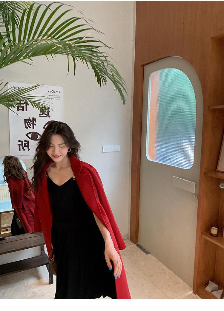 反季驼色呢子双面羊绒大衣女中长款2022年秋冬季韩系温柔毛呢外套详情27