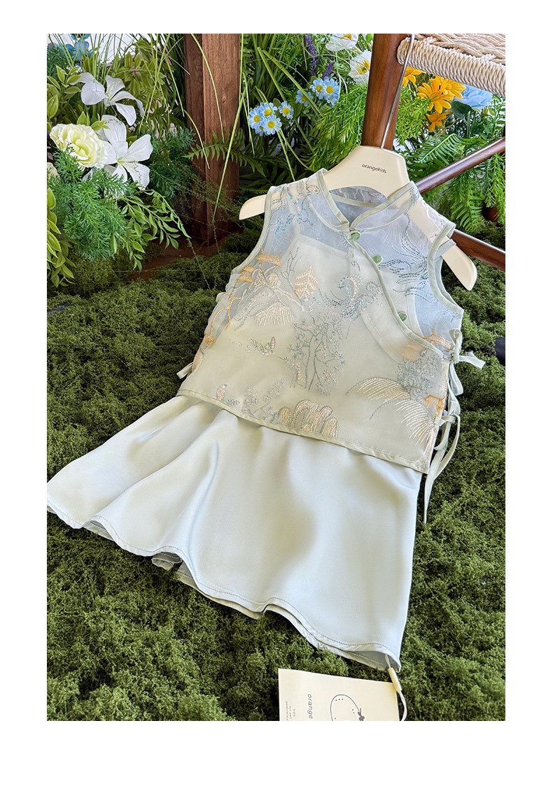 国潮汉服女童夏装2025新款洋气儿童中式套装女孩夏季国风旗袍连衣裙详情16