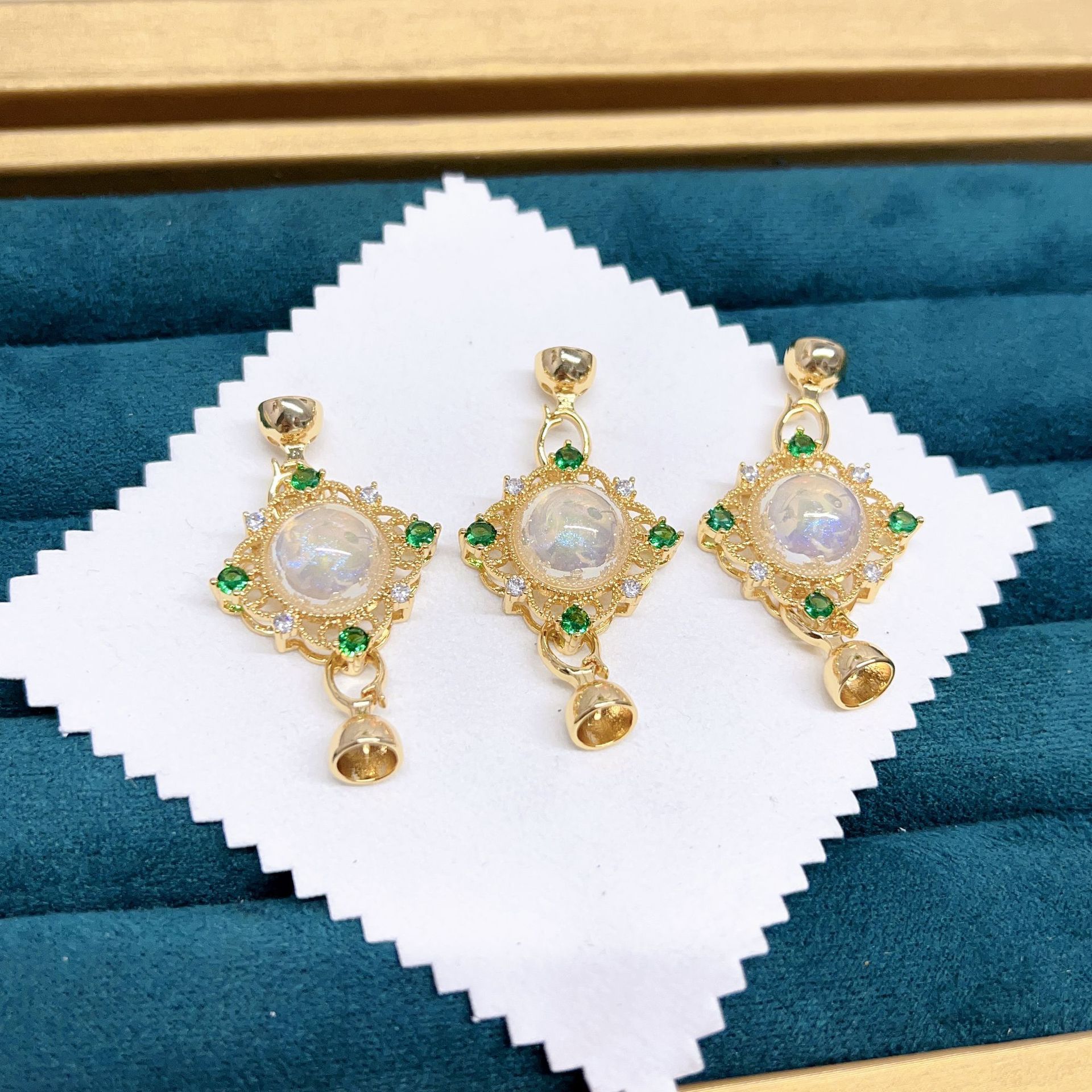 18k金方形万能扣空托贝珠散珠手链项链轻奢新款配饰diy手工详情11