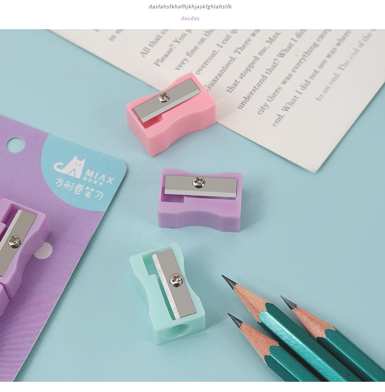 Macaron-colored bagged single-hole square pencil sharpeners for children and primary school students, manual plastic pencil sharpeners wholesale pic 11