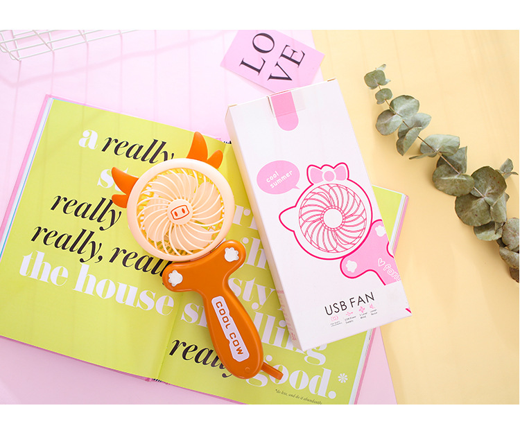 Creative cartoon usb fan, mini and cute, card-holding, folding and charging small electric fan, small household appliance pic 14