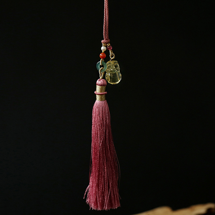 Natural crystal tassels, car hangers, bag hangers, key hangers, yellow crystal PI Xiu waist accessories, Hanfu, walking prohibition, cheongsam, lapel pic 11