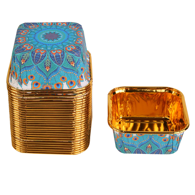 波西米亚风正方形蛋糕纸杯新款特色单面金正方形蛋糕纸杯蛋糕杯6.详情11