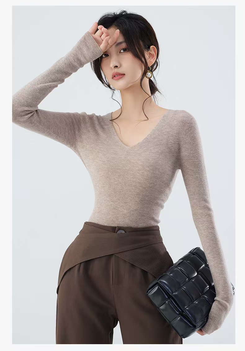 48-count fine-spun wool sweater for women, 100 pure wool seamless one-piece base layer, slim 18-stitch ultra-fine knitted sweater, thin pic 22