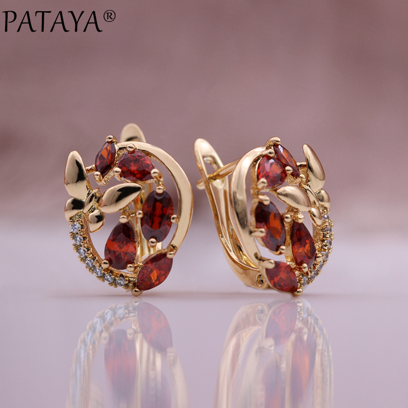 PATAYA585 rose gold electroplated earrings, cross-border direct supply, AliExpress multi-color zircon butterfly earrings pic 7