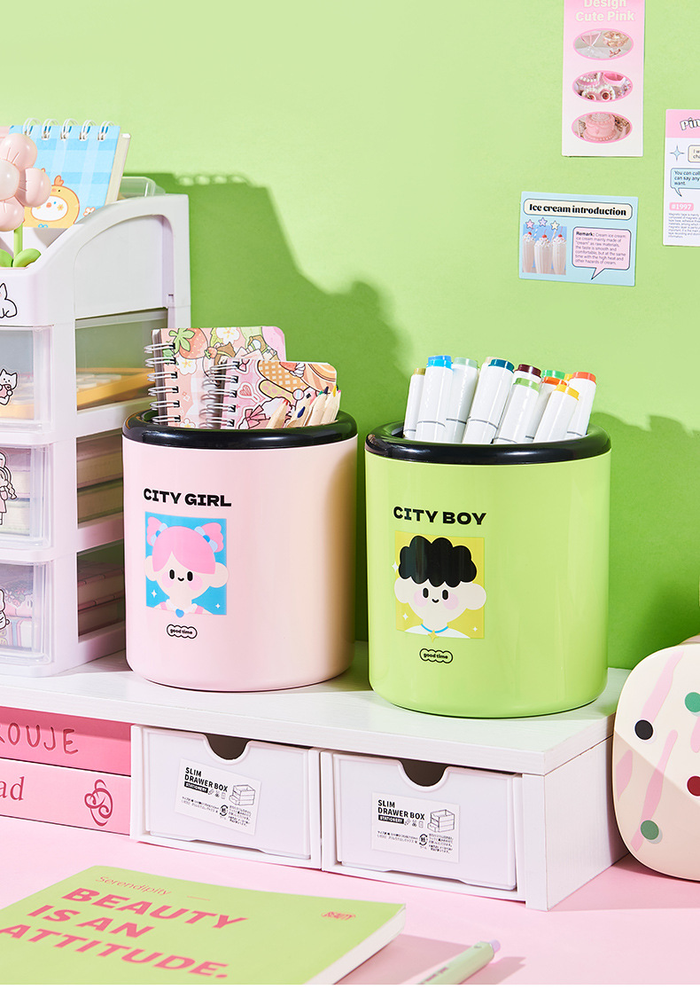 Creative painting multi-functional desktop, thickened stationery storage box, student pen holder, creative and cute table for boys and girls pic 4