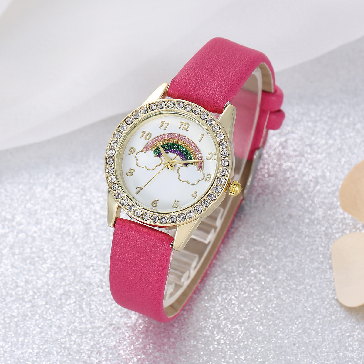 爆款跨境儿童小清新学生风少女动物表盘可爱学生女孩皮带石英手表详情10