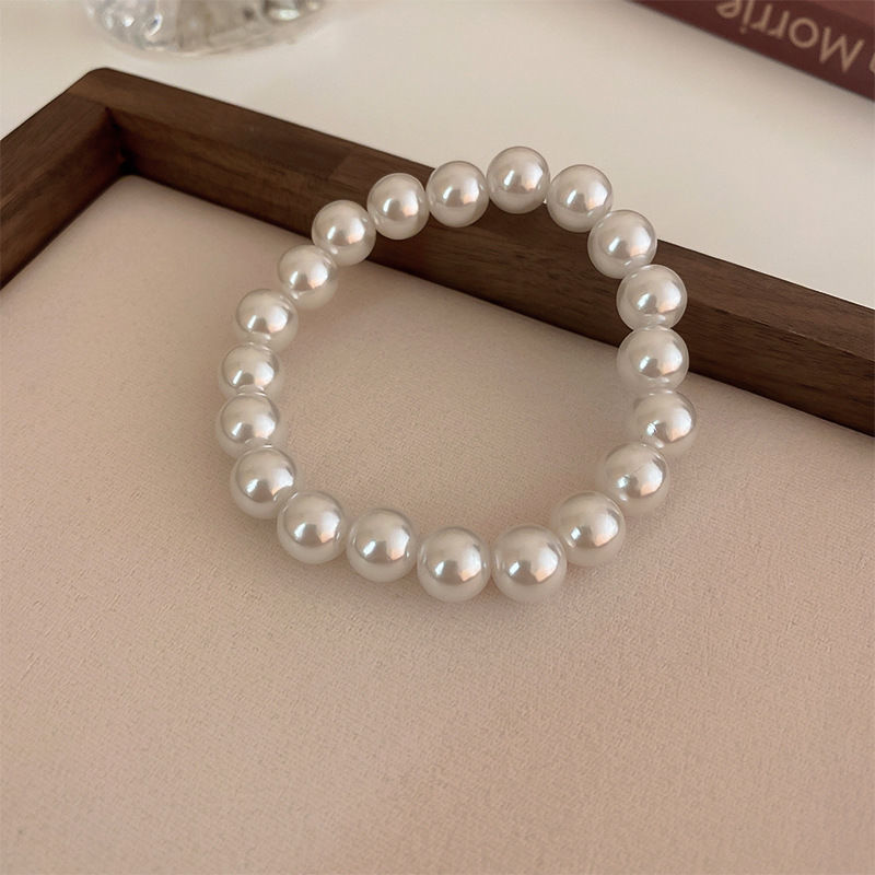 French retro and simple pearl elastic bracelet, French light luxury fashionable wristband, popular daily versatile and elegant jewelry pic 14
