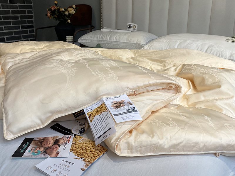 Light luxury 60S soy protein jacquard fiber quilt core, spring and autumn quilts, winter quilts, single and double soft quilts for students pic 25