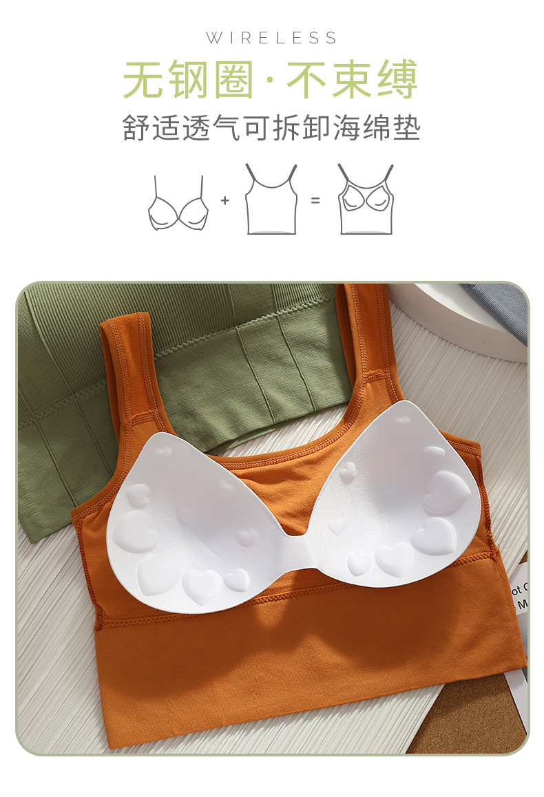 Versión coreana sin costuras deporte belleza espalda pecho mujer transpirable sin aros running yoga vest estilo versátil ropa interior exterior pic 5