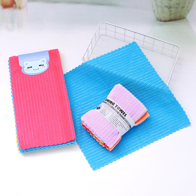 [LOVELY HOME] [tenedor jia] toalla de limpieza de poliéster puro tira de color estampado paño cuadrado absorbente no se cae el pelo paño de cocina al por mayor paño de microfibra pequeña toalla cuadrada absorbente pic 14